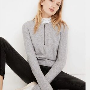 MADEWELL York Half Zip Pullover Sweater In Heather Sky